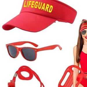 Lifeguard Red Visor & Sunglasses Set